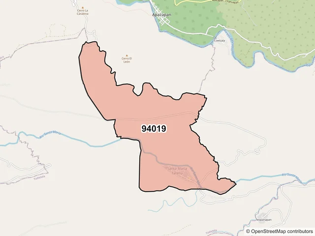 Mapa del código postal 94019, Jalcomulco, Veracruz de Ignacio de la Llave