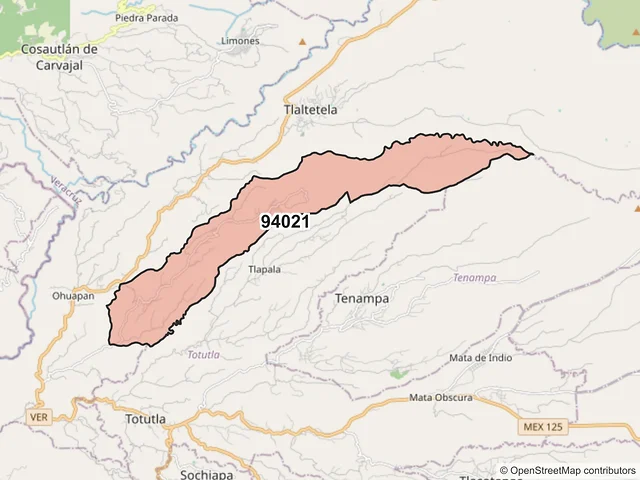Mapa del código postal 94021, Tlaltetela, Veracruz de Ignacio de la Llave