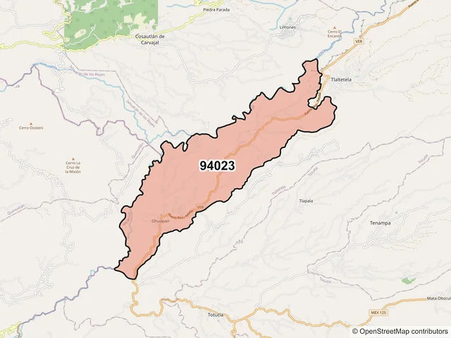 Mapa del código postal 94023, Tlaltetela, Veracruz de Ignacio de la Llave