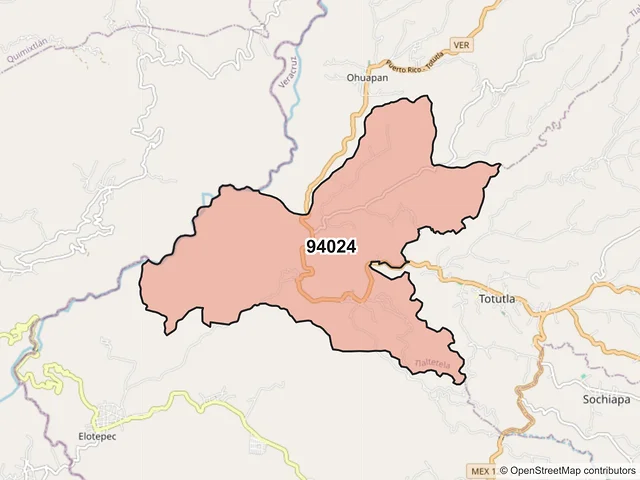 Mapa del código postal 94024, Tlaltetela, Veracruz de Ignacio de la Llave