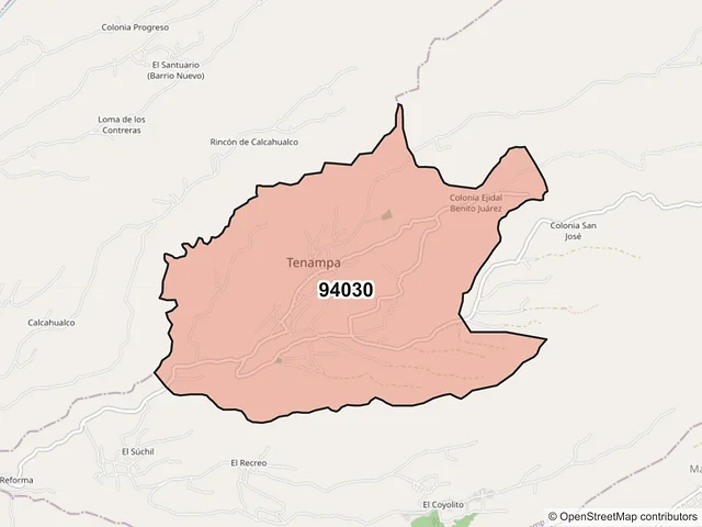 Mapa del código postal 94030, Tenampa, Veracruz de Ignacio de la Llave
