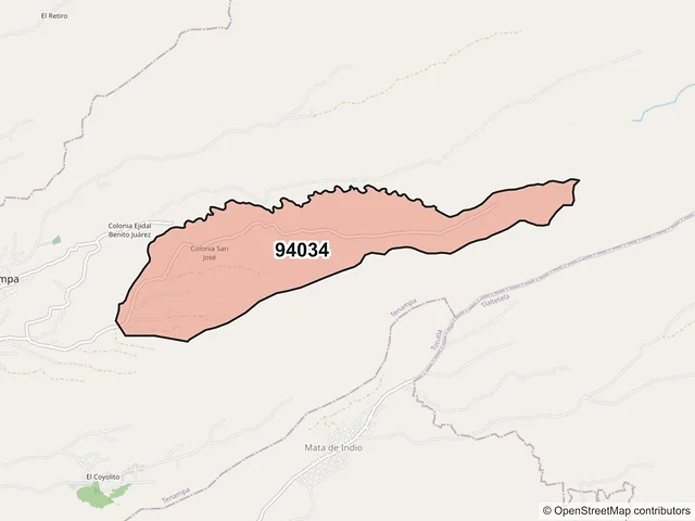 Mapa del código postal 94034, Tenampa, Veracruz de Ignacio de la Llave