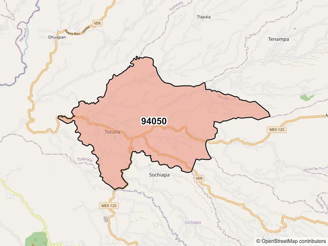 Mapa del código postal 94050, Totutla, Veracruz de Ignacio de la Llave
