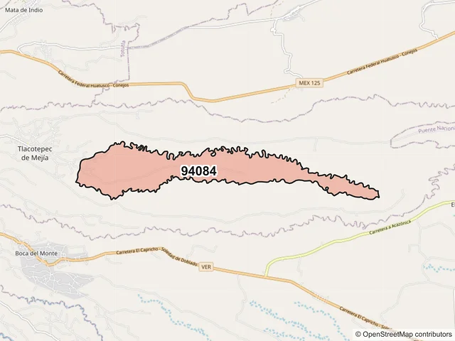 Mapa del código postal 94084, Tlacotepec de Mejía, Veracruz de Ignacio de la Llave