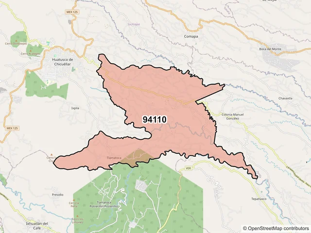 Mapa del código postal 94110, Huatusco, Veracruz de Ignacio de la Llave