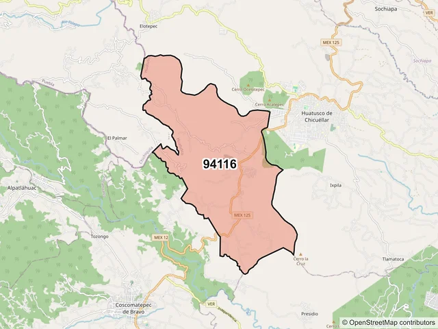 Mapa del código postal 94116, Huatusco, Veracruz de Ignacio de la Llave