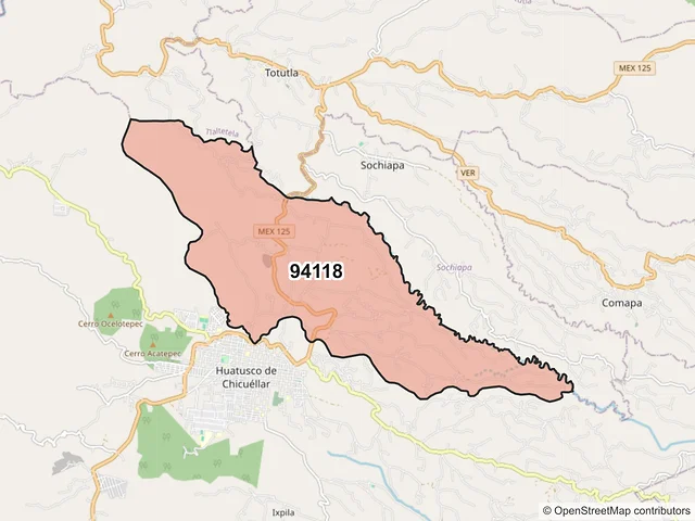 Mapa del código postal 94118, Huatusco, Veracruz de Ignacio de la Llave