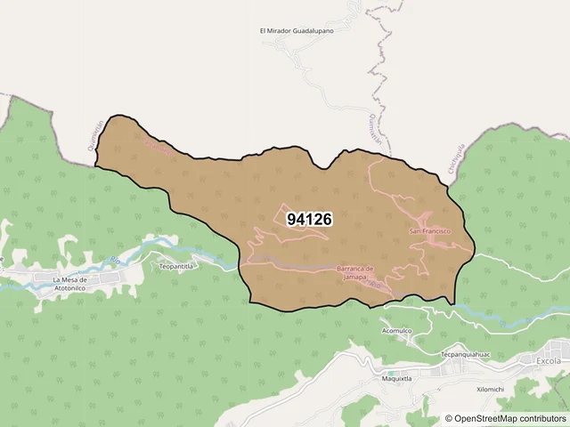 Mapa del código postal 94126, Calcahualco, Veracruz de Ignacio de la Llave