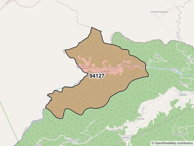 Mapa del código postal 94127, Calcahualco, Veracruz de Ignacio de la Llave