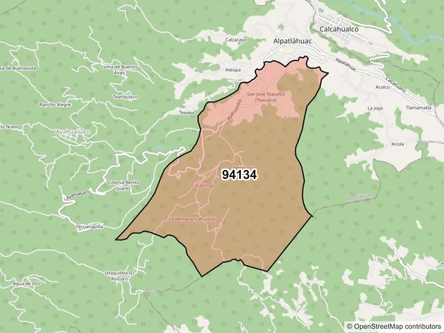 Mapa del código postal 94134, Alpatláhuac, Veracruz de Ignacio de la Llave