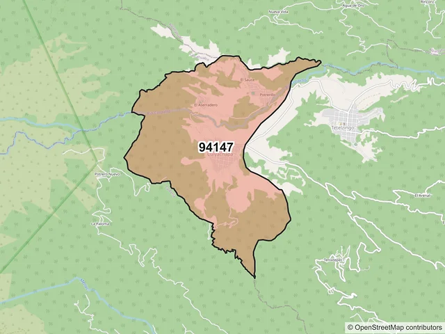 Mapa del código postal 94147, Coscomatepec, Veracruz de Ignacio de la Llave