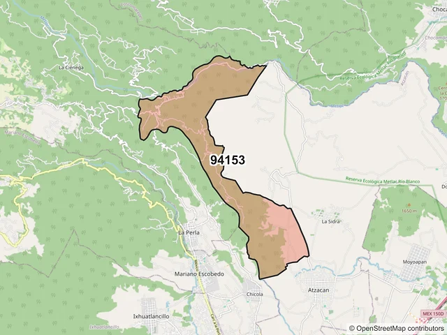 Mapa del código postal 94153, La Perla, Veracruz de Ignacio de la Llave