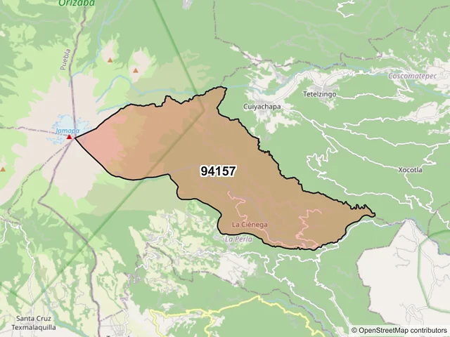 Mapa del código postal 94157, La Perla, Veracruz de Ignacio de la Llave