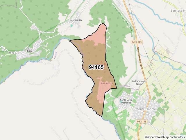 Mapa del código postal 94165, Chocamán, Veracruz de Ignacio de la Llave