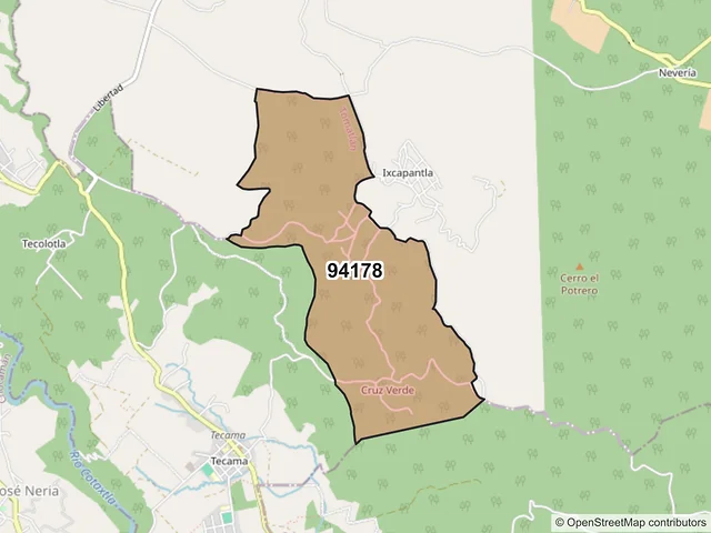 Mapa del código postal 94178, Tomatlán, Veracruz de Ignacio de la Llave