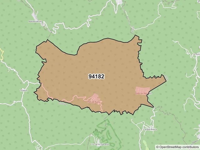 Mapa del código postal 94182, Ixhuatlán del Café, Veracruz de Ignacio de la Llave
