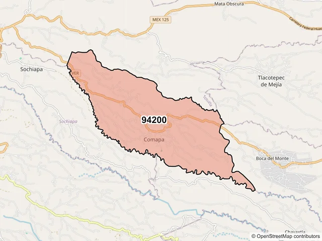 Mapa del código postal 94200, Comapa, Veracruz de Ignacio de la Llave