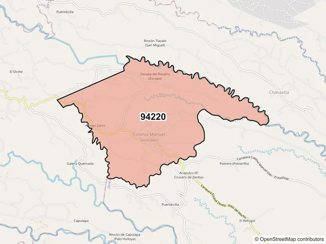 Mapa del código postal 94220, Zentla, Veracruz de Ignacio de la Llave