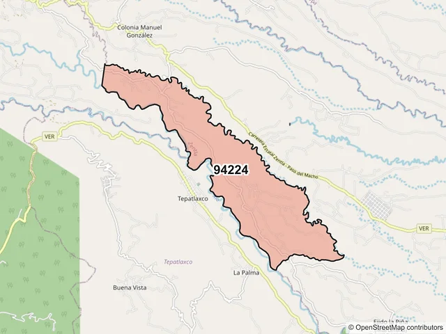 Mapa del código postal 94224, Zentla, Veracruz de Ignacio de la Llave