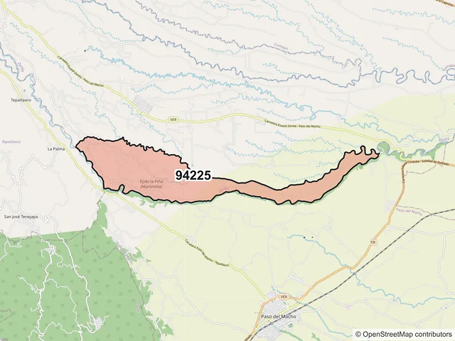 Mapa del código postal 94225, Zentla, Veracruz de Ignacio de la Llave