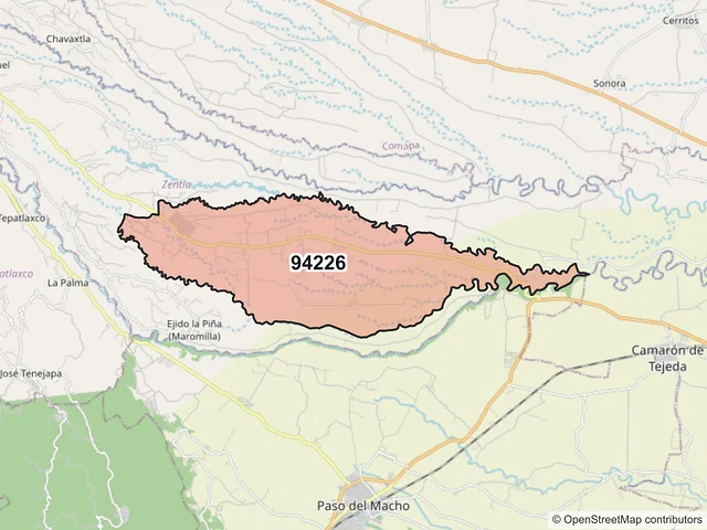 Mapa del código postal 94226, Zentla, Veracruz de Ignacio de la Llave