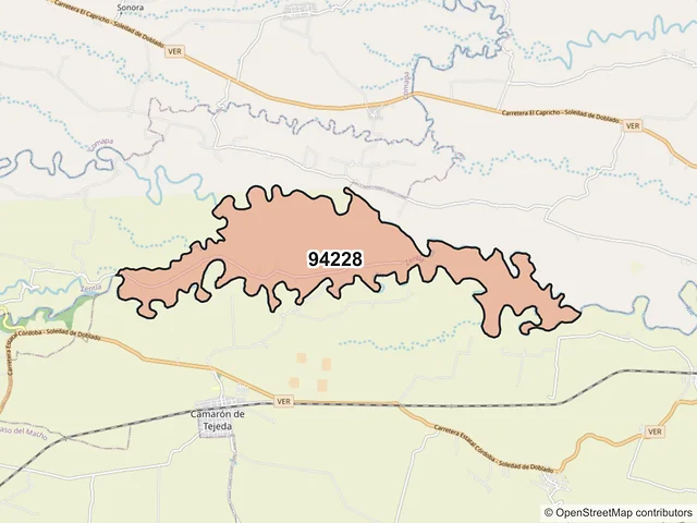 Mapa del código postal 94228, Zentla, Veracruz de Ignacio de la Llave