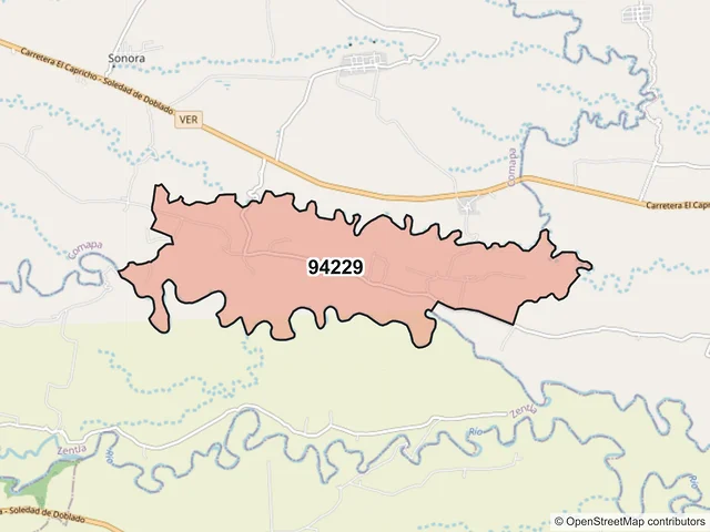 Mapa del código postal 94229, Zentla, Veracruz de Ignacio de la Llave