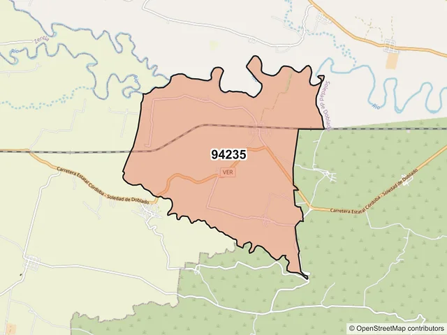Mapa del código postal 94235, Camarón de Tejeda, Veracruz de Ignacio de la Llave