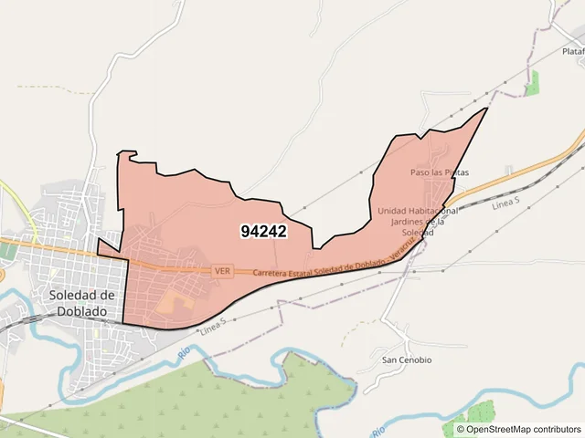 Mapa del código postal 94242, Soledad de Doblado, Veracruz de Ignacio de la Llave
