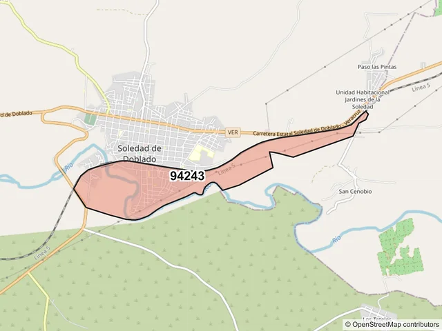 Mapa del código postal 94243, Soledad de Doblado, Veracruz de Ignacio de la Llave