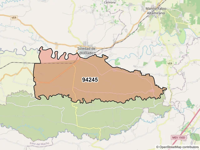 Mapa del código postal 94245, Soledad de Doblado, Veracruz de Ignacio de la Llave