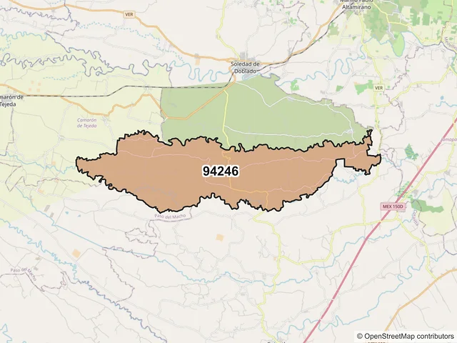 Mapa del código postal 94246, Soledad de Doblado, Veracruz de Ignacio de la Llave