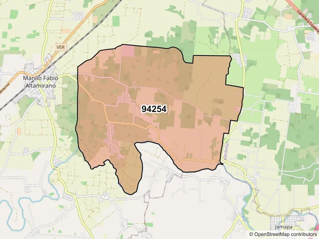 Mapa del código postal 94254, Manlio Fabio Altamirano, Veracruz de Ignacio de la Llave