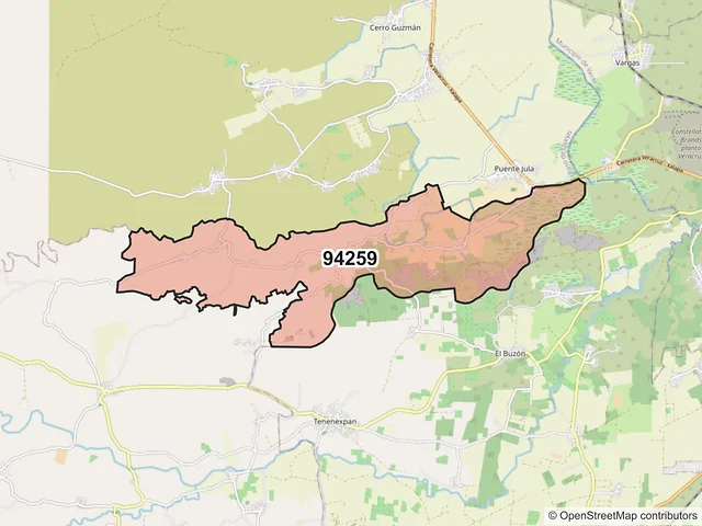 Mapa del código postal 94259, Manlio Fabio Altamirano, Veracruz de Ignacio de la Llave