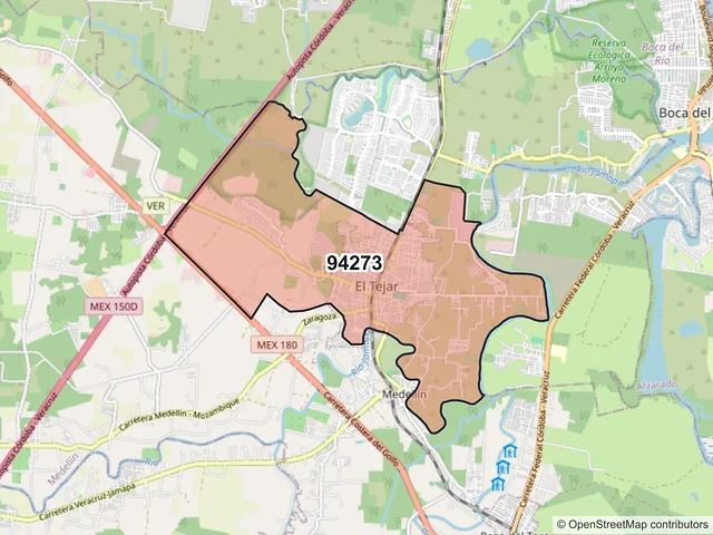 Mapa del código postal 94273, Medellín de Bravo, Veracruz de Ignacio de la Llave