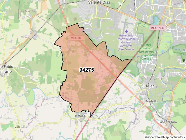 Mapa del código postal 94275, Medellín de Bravo, Veracruz de Ignacio de la Llave
