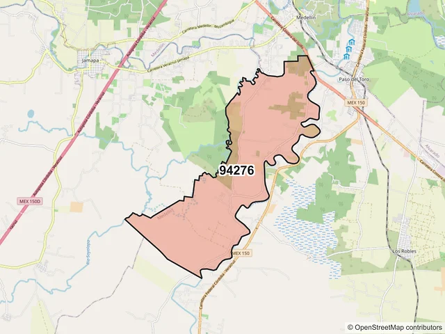 Mapa del código postal 94276, Medellín de Bravo, Veracruz de Ignacio de la Llave