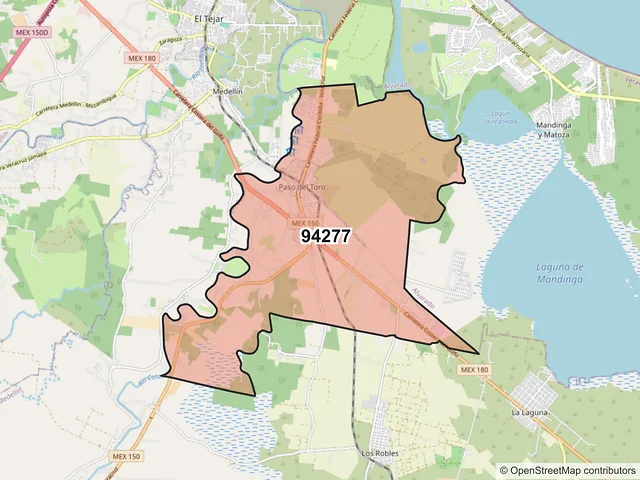 Mapa del código postal 94277, Medellín de Bravo, Veracruz de Ignacio de la Llave