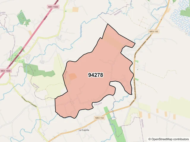 Mapa del código postal 94278, Medellín de Bravo, Veracruz de Ignacio de la Llave
