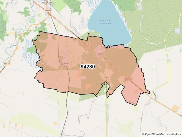 Mapa del código postal 94280, Medellín de Bravo, Veracruz de Ignacio de la Llave