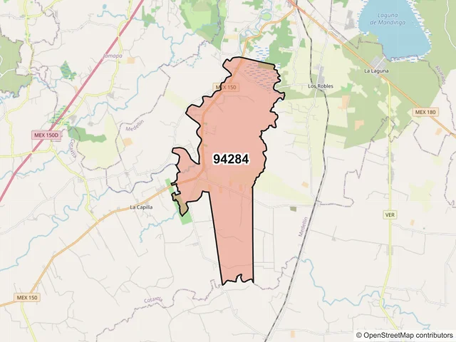 Mapa del código postal 94284, Medellín de Bravo, Veracruz de Ignacio de la Llave
