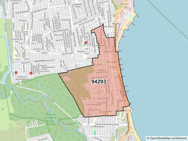 Mapa del código postal 94293, Boca del Río, Veracruz de Ignacio de la Llave