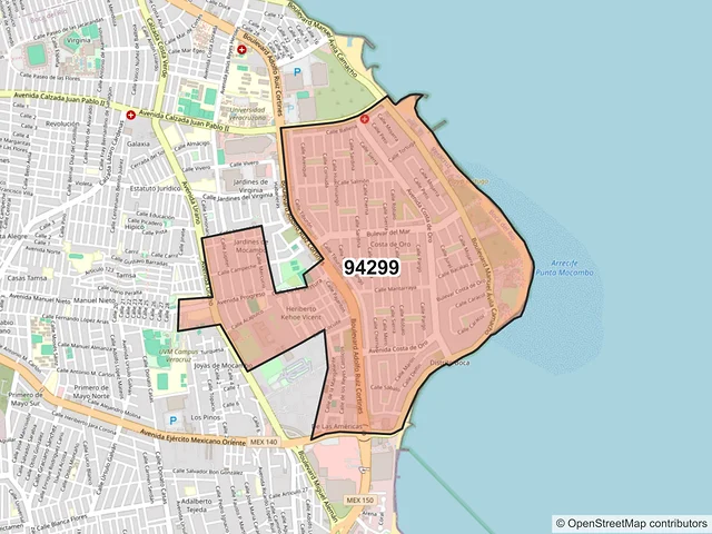 Mapa del código postal 94299, Boca del Río, Veracruz de Ignacio de la Llave