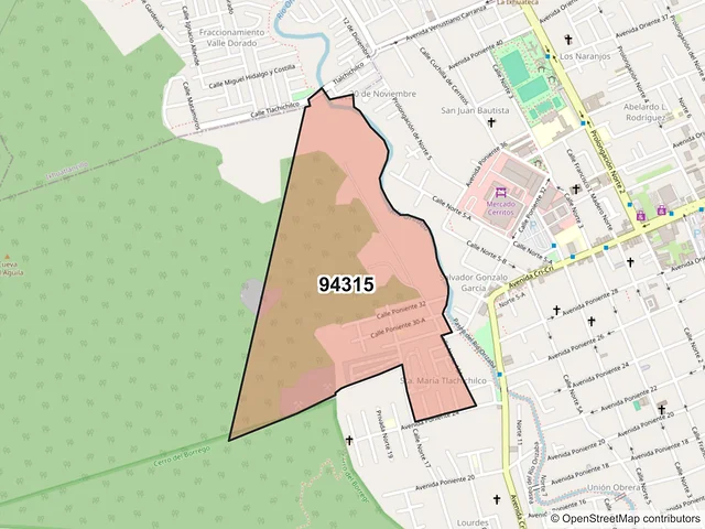 Mapa del código postal 94315, Orizaba, Veracruz de Ignacio de la Llave