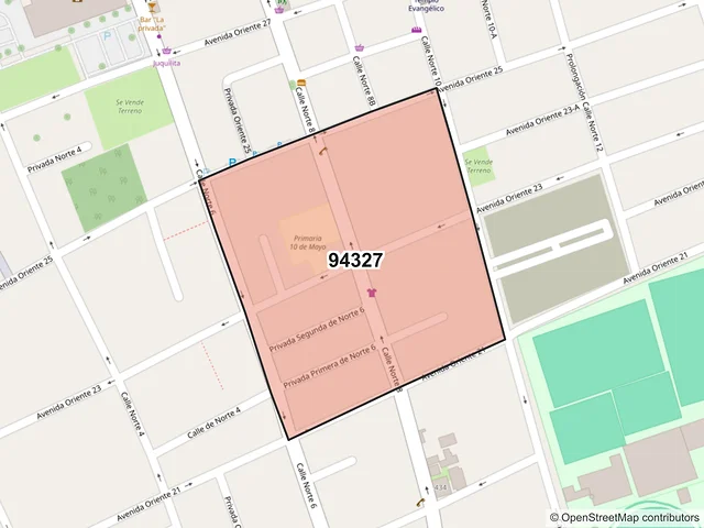 Mapa del código postal 94327, Orizaba, Veracruz de Ignacio de la Llave