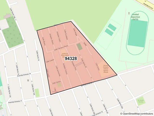 Mapa del código postal 94328, Orizaba, Veracruz de Ignacio de la Llave