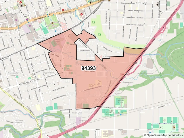 Mapa del código postal 94393, Orizaba, Veracruz de Ignacio de la Llave