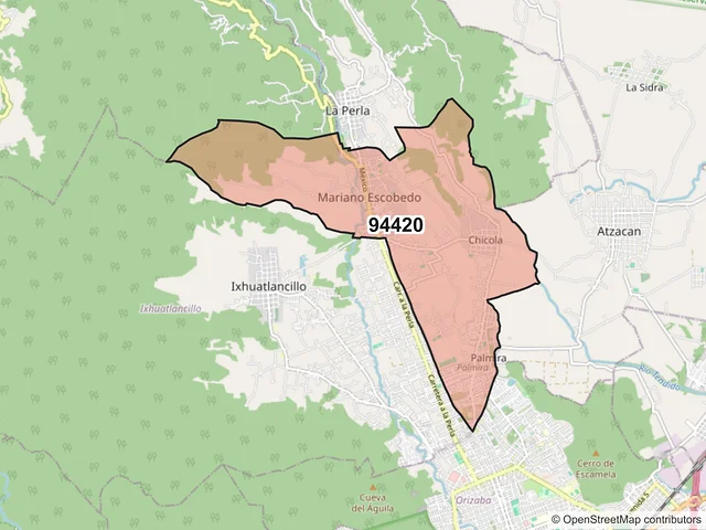 Mapa del código postal 94420, Mariano Escobedo, Veracruz de Ignacio de la Llave