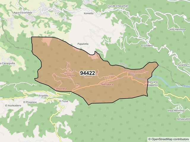 Mapa del código postal 94422, Mariano Escobedo, Veracruz de Ignacio de la Llave