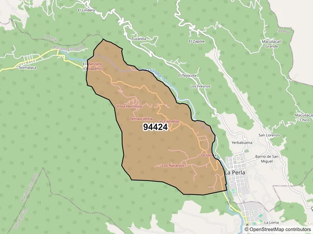 Mapa del código postal 94424, Mariano Escobedo, Veracruz de Ignacio de la Llave